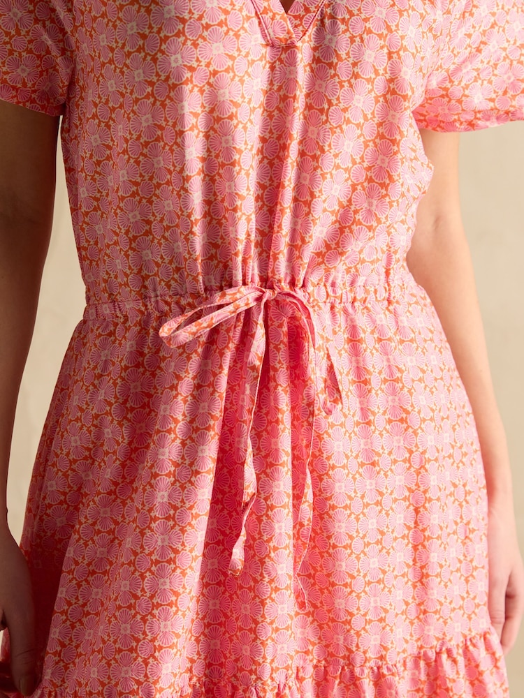 Joules Connie Pink Cotton Midi Dress - Image 6 of 8