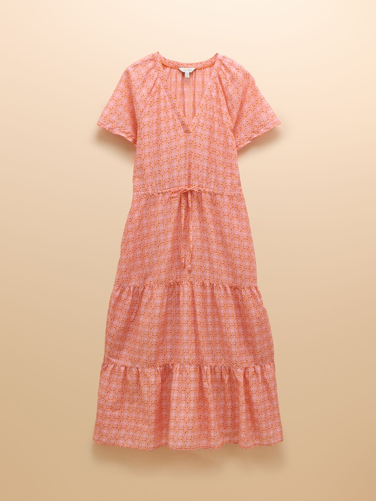 Joules Connie Pink Cotton Midi Dress - Image 8 of 8
