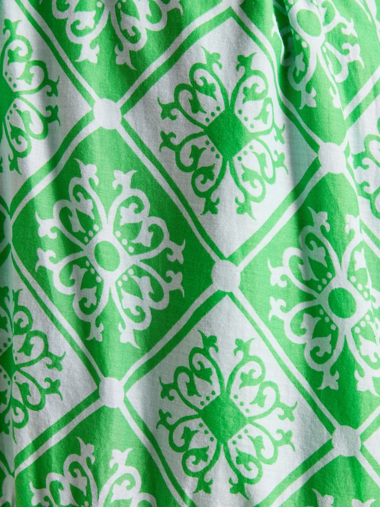 Joules Connie Green/Blue Cotton Midi Dress - Image 6 of 9