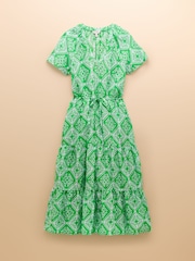 Joules Connie Green/Blue Cotton Midi Dress - Image 9 of 9