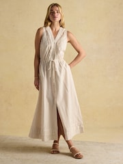 Joules Gracie Tan Brown Button Down Midi Dress - Image 2 of 10