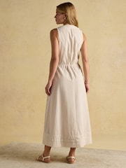 Joules Gracie Tan Brown Button Down Midi Dress - Image 3 of 10