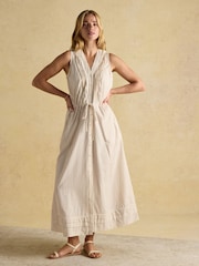 Joules Gracie Tan Brown Button Down Midi Dress - Image 6 of 10