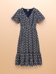Joules Harriet Navy Broderie Midi Dress - Image 8 of 8