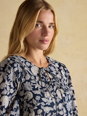 Joules Nelly Navy Tie Front Dress - Image 3 of 8