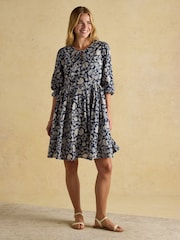 Joules Nelly Navy Tie Front Dress - Image 4 of 8