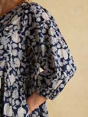 Joules Nelly Navy Tie Front Dress - Image 6 of 8
