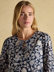Joules Nelly Navy Tie Front Dress - Image 7 of 8