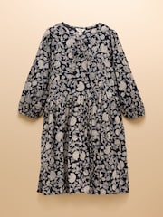 Joules Nelly Navy Tie Front Dress - Image 8 of 8