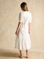 Белый - Платье миди с вышивкой ришелье Joules Juliana - Image 2 of 8