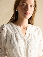 Белый - Платье миди с вышивкой ришелье Joules Juliana - Image 3 of 8