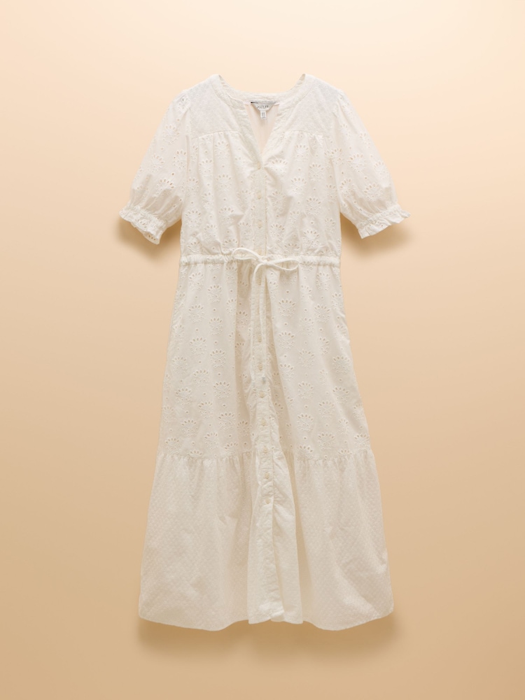 Белый - Платье миди с вышивкой ришелье Joules Juliana - Image 8 of 8