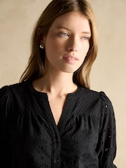 Черный - Платье миди с вышивкой ришелье Joules Juliana - Image 3 of 7