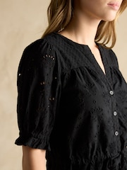 Черный - Платье миди с вышивкой ришелье Joules Juliana - Image 6 of 7