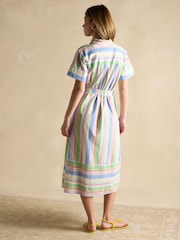 Joules Carrie Multi Stripe Linen & Cotton Shirt Dress - Image 2 of 7