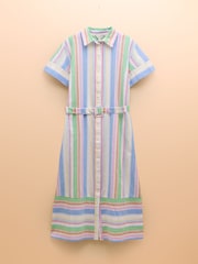 Joules Carrie Multi Stripe Linen & Cotton Shirt Dress - Image 7 of 7