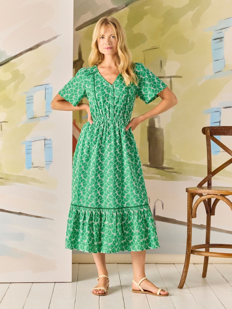 Joules Harriet Broderie Midi Dress - Imagen 1 de 9 Joules Harriet Broderie Midi Dress - Imagen 1 de 9