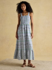 Joules Mabel Blue Smocked Sundress - Image 1 of 10