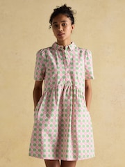 Joules Martha Pink/Green Short Shirt Dress - Image 1 of 8