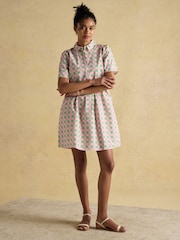 Joules Martha Pink/Green Short Shirt Dress - Image 7 of 8