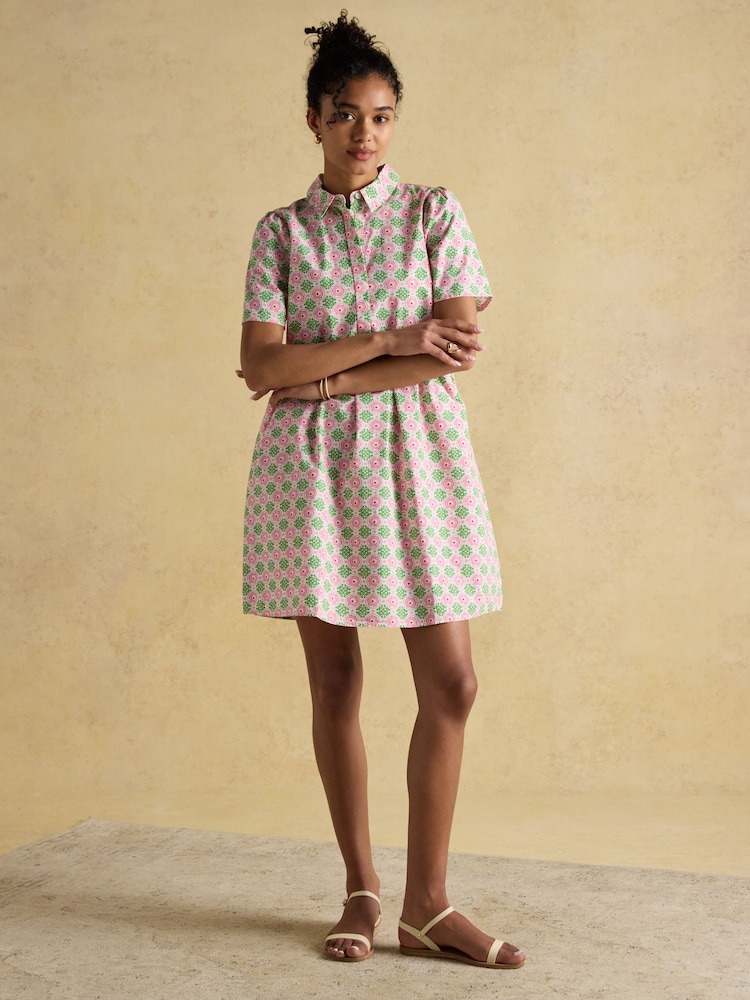 Joules Martha Pink/Green Short Shirt Dress - Image 7 of 8