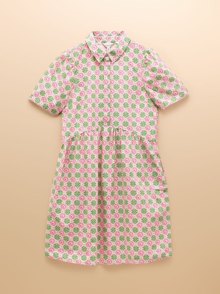Joules Martha Pink/Green Short Shirt Dress - Image 8 of 8