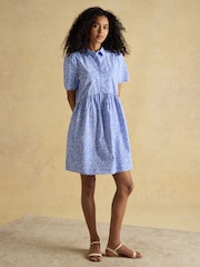 Joules Martha Blue Short Shirt Dress - Image 4 of 8