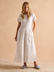 Joules Reid White Cotton Broderie Dress - Image 1 of 6