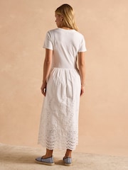 Joules Reid White Cotton Broderie Dress - Image 2 of 6