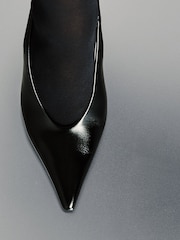 Reiss Black Connie Leather Slingback High-Heel Court Shoes - Image 1 of 7