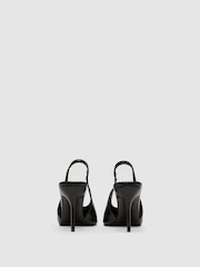 Reiss Black Connie Leather Slingback High-Heel Court Shoes - Image 7 of 7