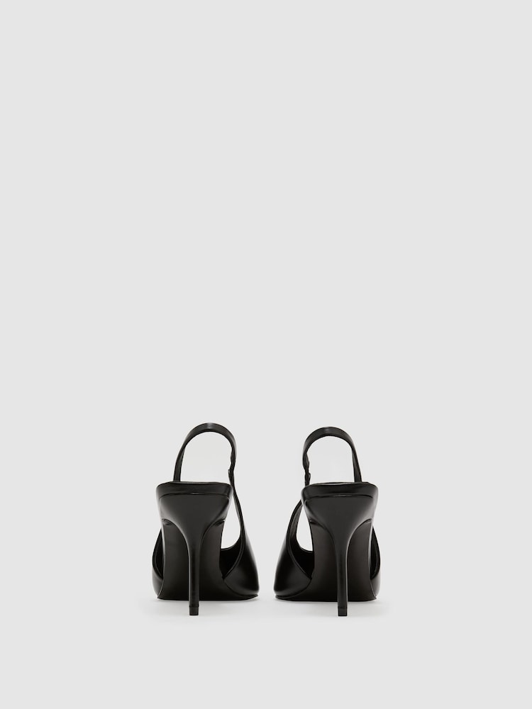 Reiss Black Connie Leather Slingback High-Heel Court Shoes - Image 7 of 7 Reiss Black Connie Leather Slingback High-Heel Court Shoes - Image 7 of 7