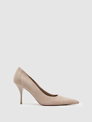 밝은 회갈색 - Reiss Tilly Suede Pointed-Toe Mid-Heel Court Shoes - 5의 이미지 3