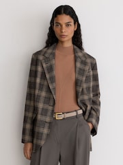Reiss Grey Beatrice Suede Square-Buckle Belt - Image 1 of 5