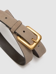 Reiss Grey Beatrice Suede Square-Buckle Belt - Image 5 of 5
