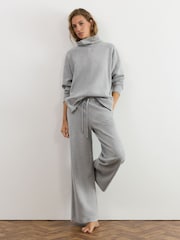 Grey Marl - Reiss Hattie Cotton-Blend Wide-Leg Drawstring Joggers - Bilde 1 av 6