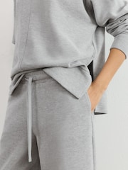 Grey Marl - Reiss Hattie Cotton-Blend Wide-Leg Drawstring Joggers - Bilde 3 av 6