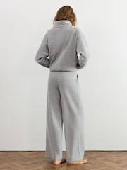 Grey Marl - Reiss Hattie Cotton-Blend Wide-Leg Drawstring Joggers - Bilde 4 av 6
