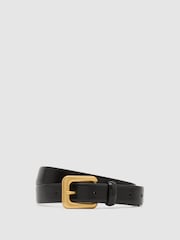 Reiss Black Beatrice Suede Square-Buckle Belt - Image 2 of 5