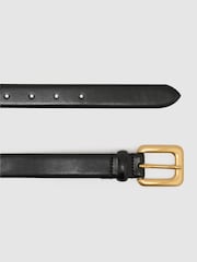 Reiss Black Beatrice Suede Square-Buckle Belt - Image 3 of 5