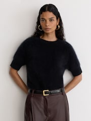Reiss Black Beatrice Suede Square-Buckle Belt - Image 4 of 5