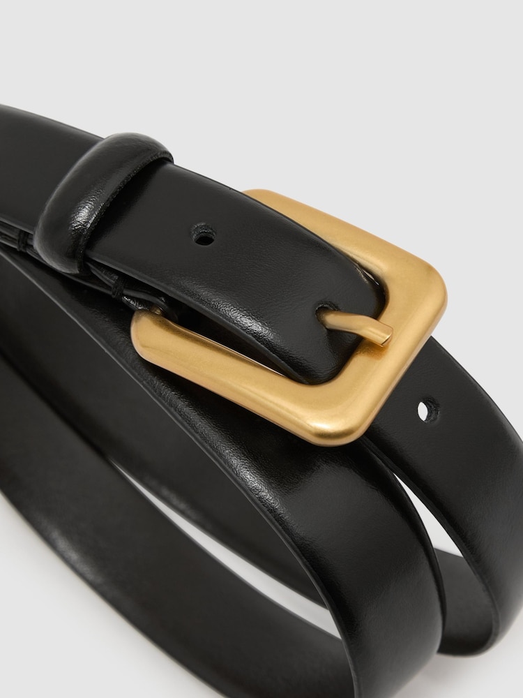 Reiss Black Beatrice Suede Square-Buckle Belt - Image 5 of 5