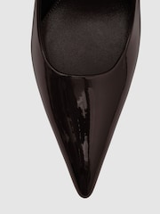 Reiss Chocolate Taylor Patent Leather Pointed-Toe Stiletto Court Shoes - Image 7 of 7