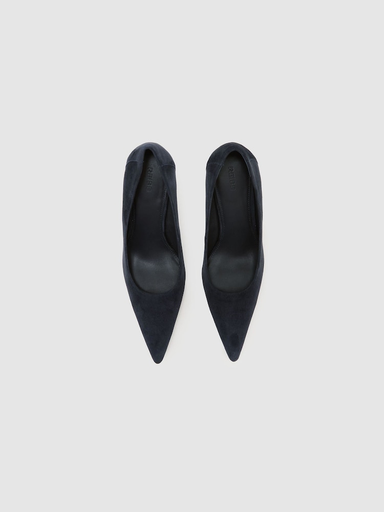 해군 - Reiss Tilly Suede Pointed-Toe Mid-Heel Court Shoes - 5의 이미지 2