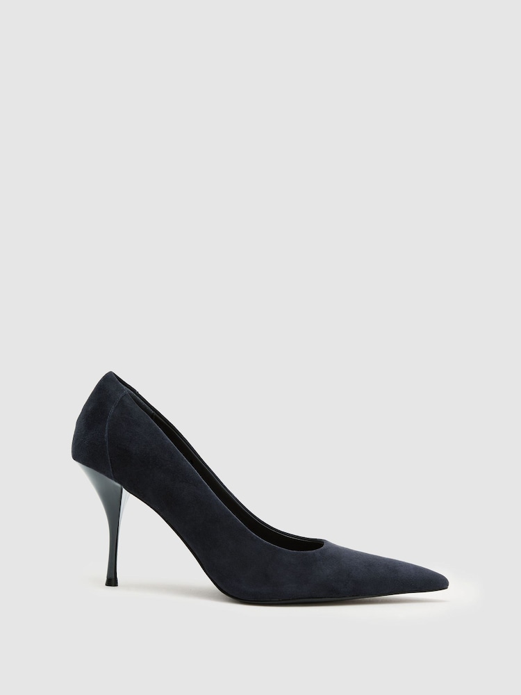 해군 - Reiss Tilly Suede Pointed-Toe Mid-Heel Court Shoes - 5의 이미지 5