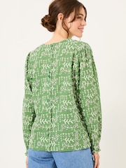 FatFace Light Green Jili 100% Cotton Embroidered Blouse - Image 2 of 8