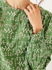 FatFace Light Green Jili 100% Cotton Embroidered Blouse - Image 7 of 8