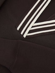 Reiss Chocolate Brown Verity Premium Interlock Tipped Cropped Sweatshirt - Image 6 of 6