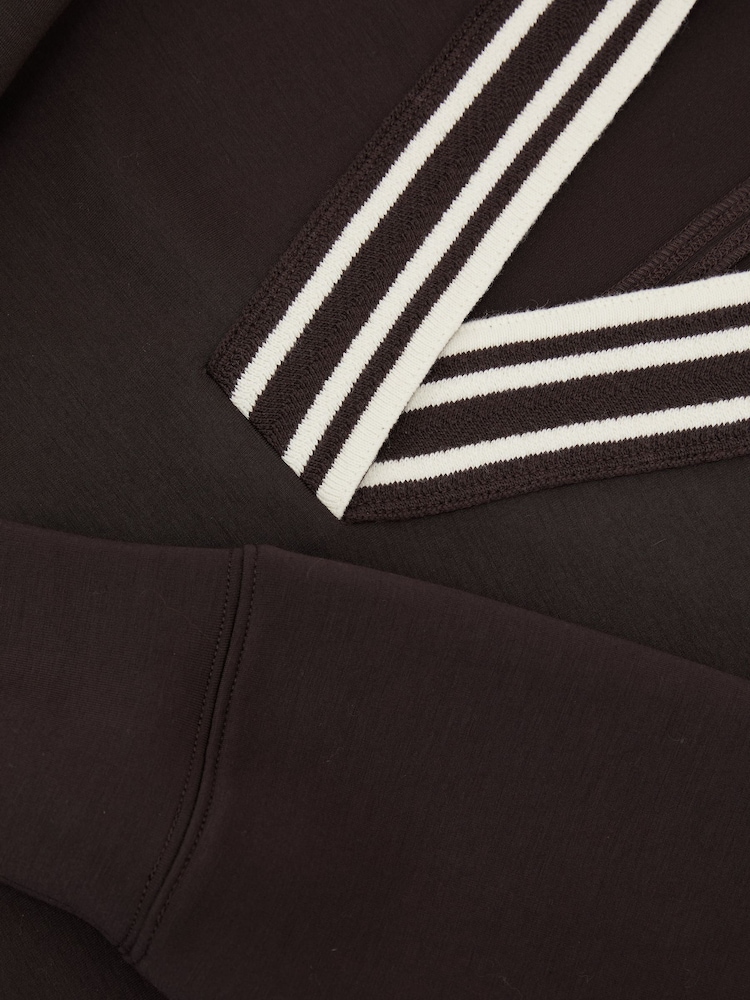Reiss Chocolate Brown Verity Premium Interlock Tipped Cropped Sweatshirt - Image 6 of 6 Reiss Chocolate Brown Verity Premium Interlock Tipped Cropped Sweatshirt - Image 6 of 6