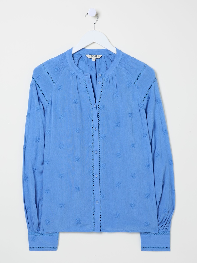 FatFace Orla Bright Blue Embroidered Blouse - Image 5 of 5